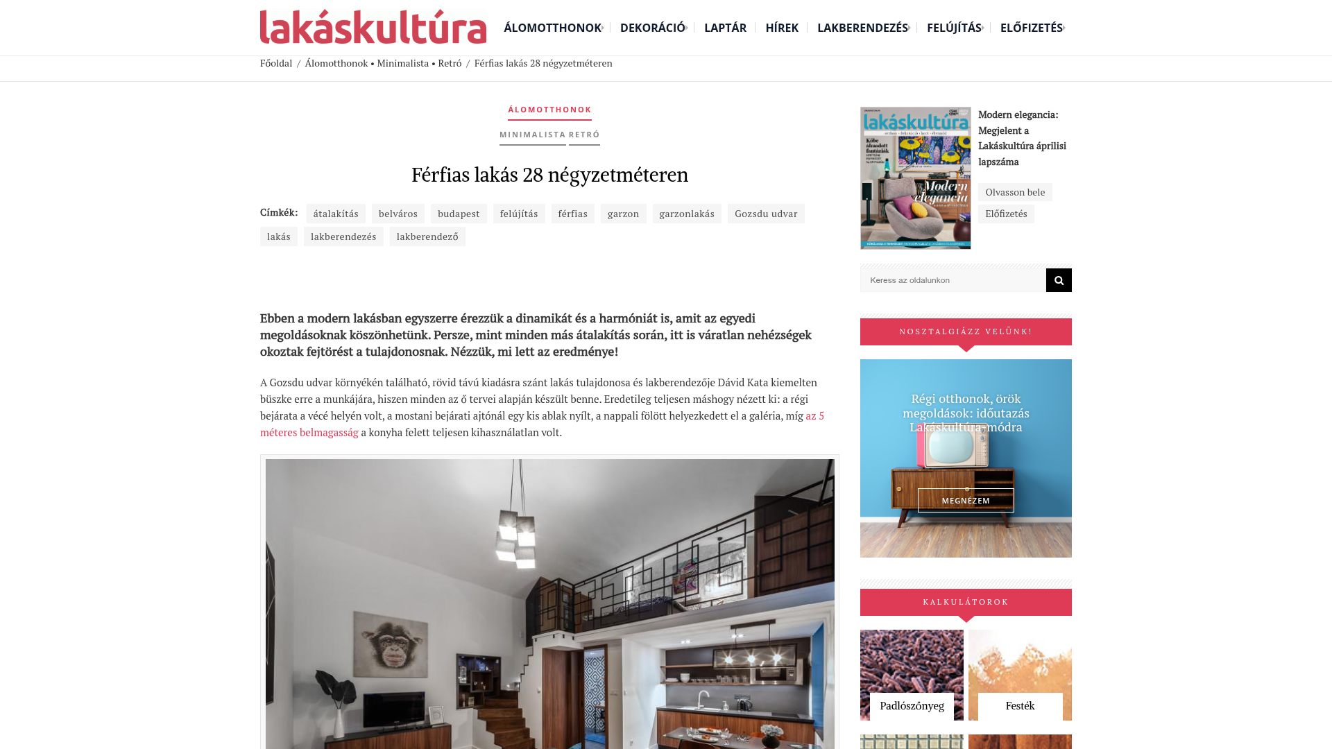 Férfias lakás 28 négyzetméteren